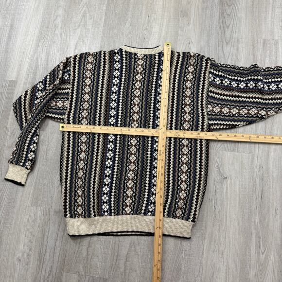 Vintage Croft & Barrow Sweater Men's Large Geometric Knit 90s Cosby Biggie USA - Picture 7 of 8